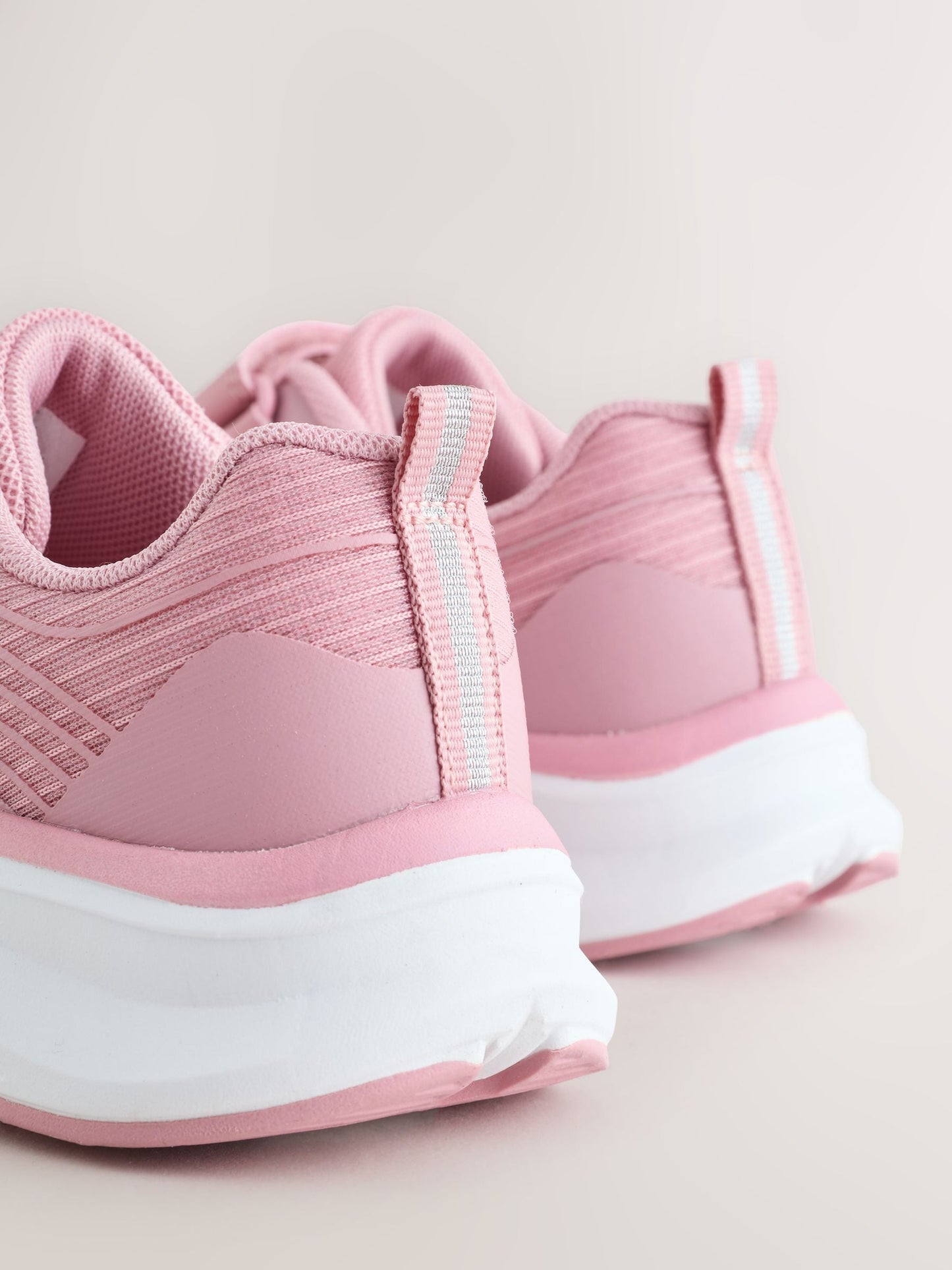 Pink Standard Fit (F) Elastic Lace-Up Trainers image 3
