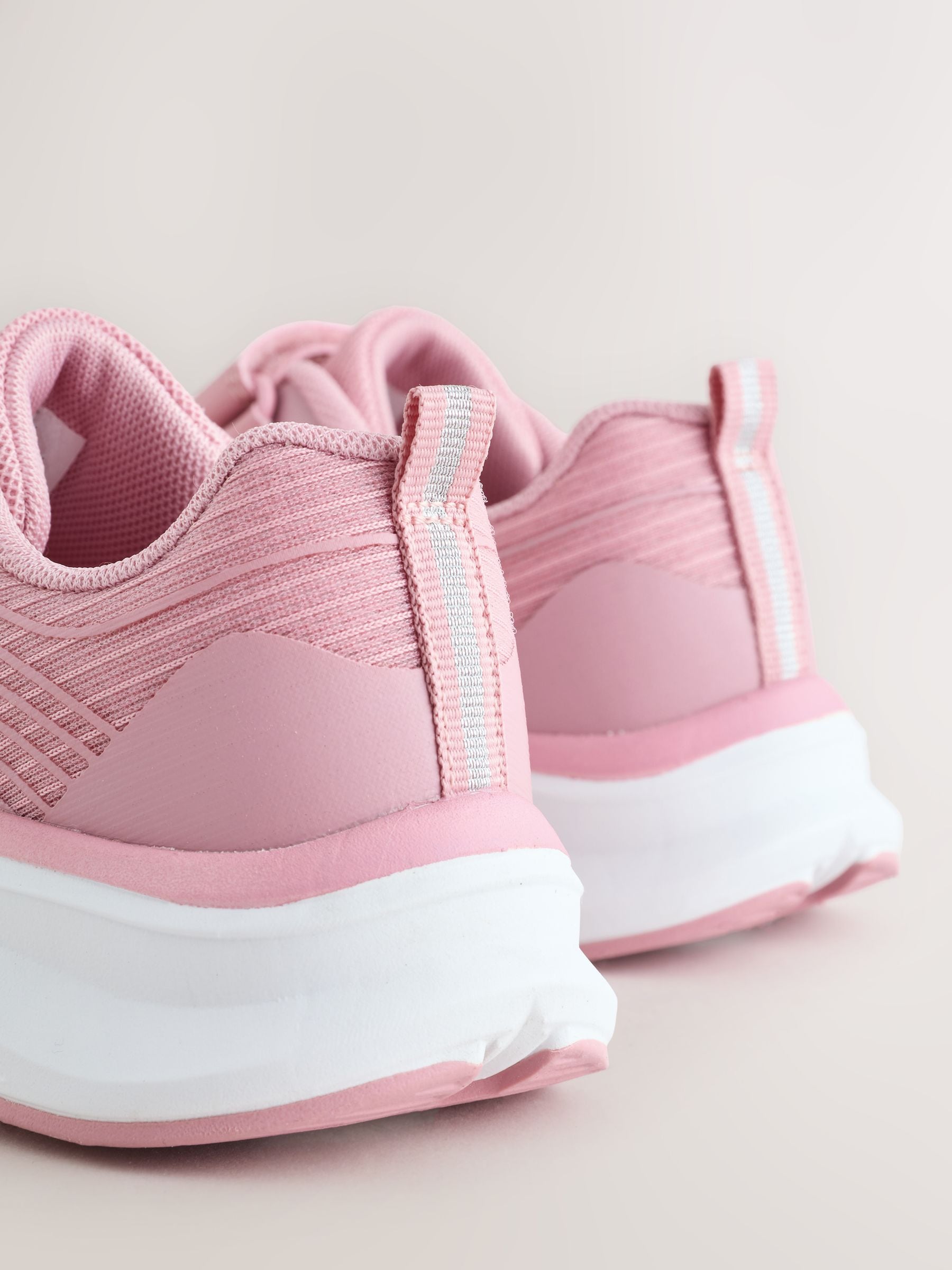 Pink Standard Fit (F) Elastic Lace-Up Trainers image 3