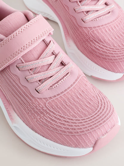 Pink Standard Fit (F) Elastic Lace-Up Trainers image 4