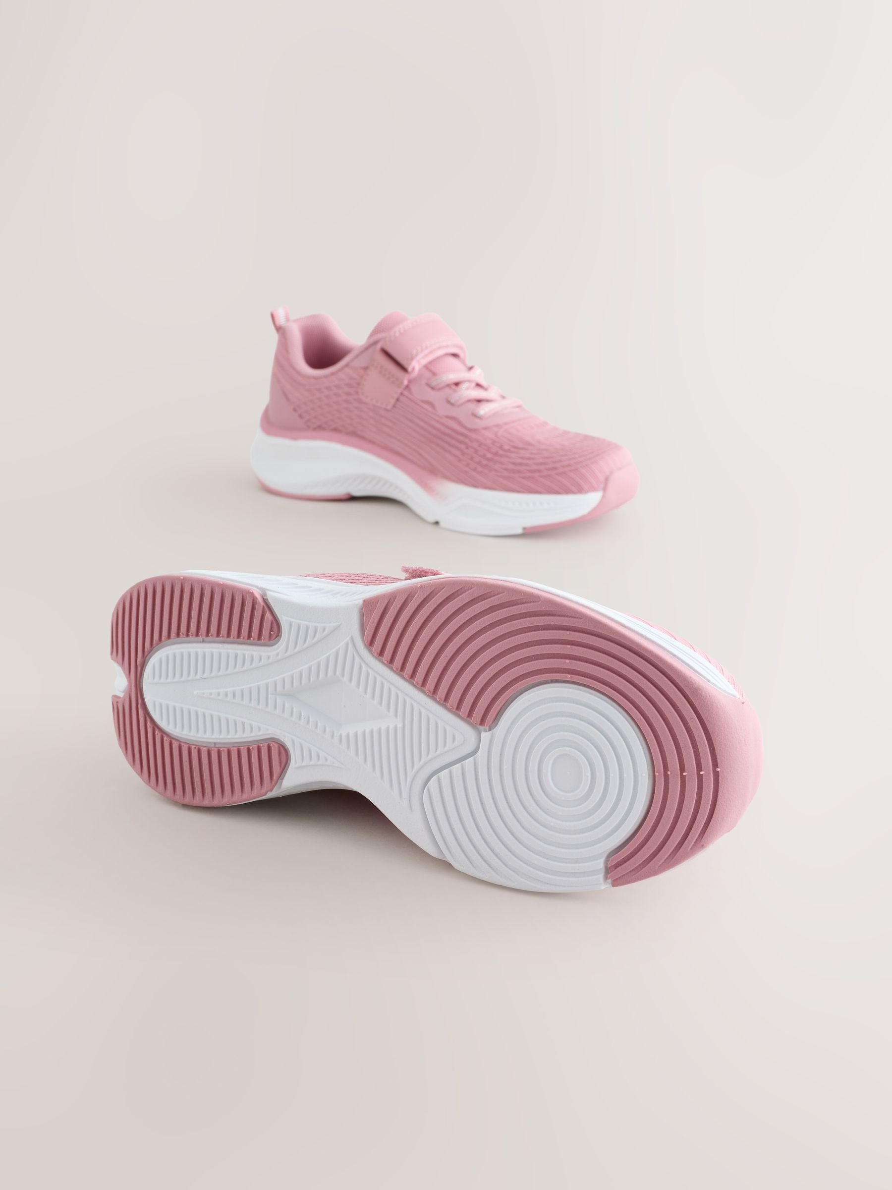 Pink Standard Fit (F) Elastic Lace-Up Trainers image 5