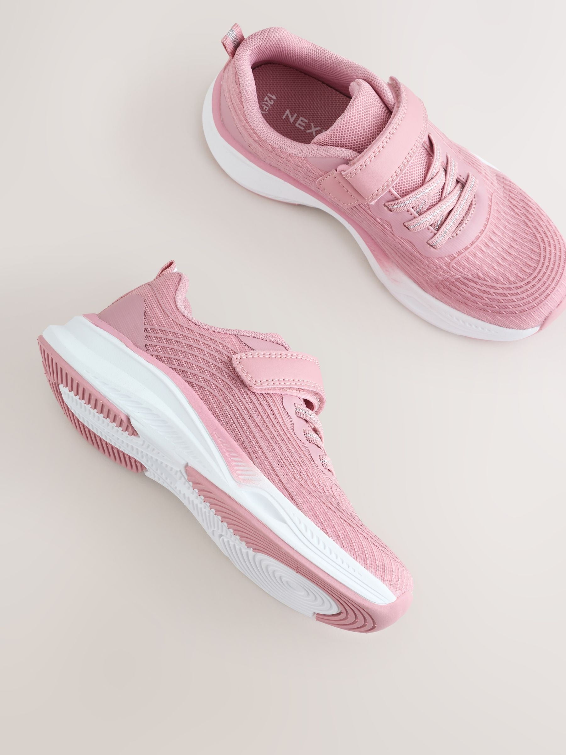 Pink Standard Fit (F) Elastic Lace-Up Trainers image 6
