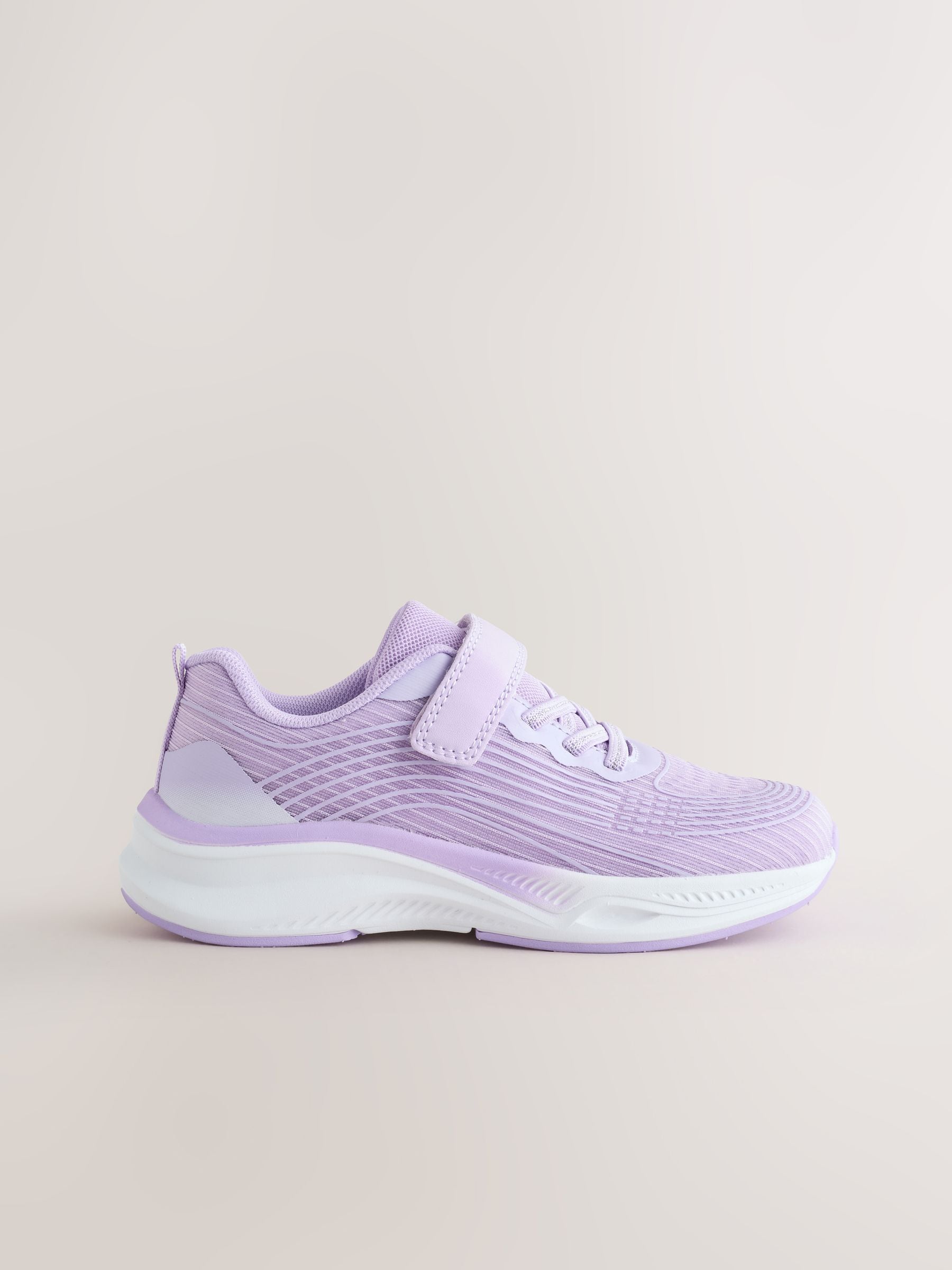 Lilac Purple Standard Fit (F) Elastic Lace-Up Trainers image 2