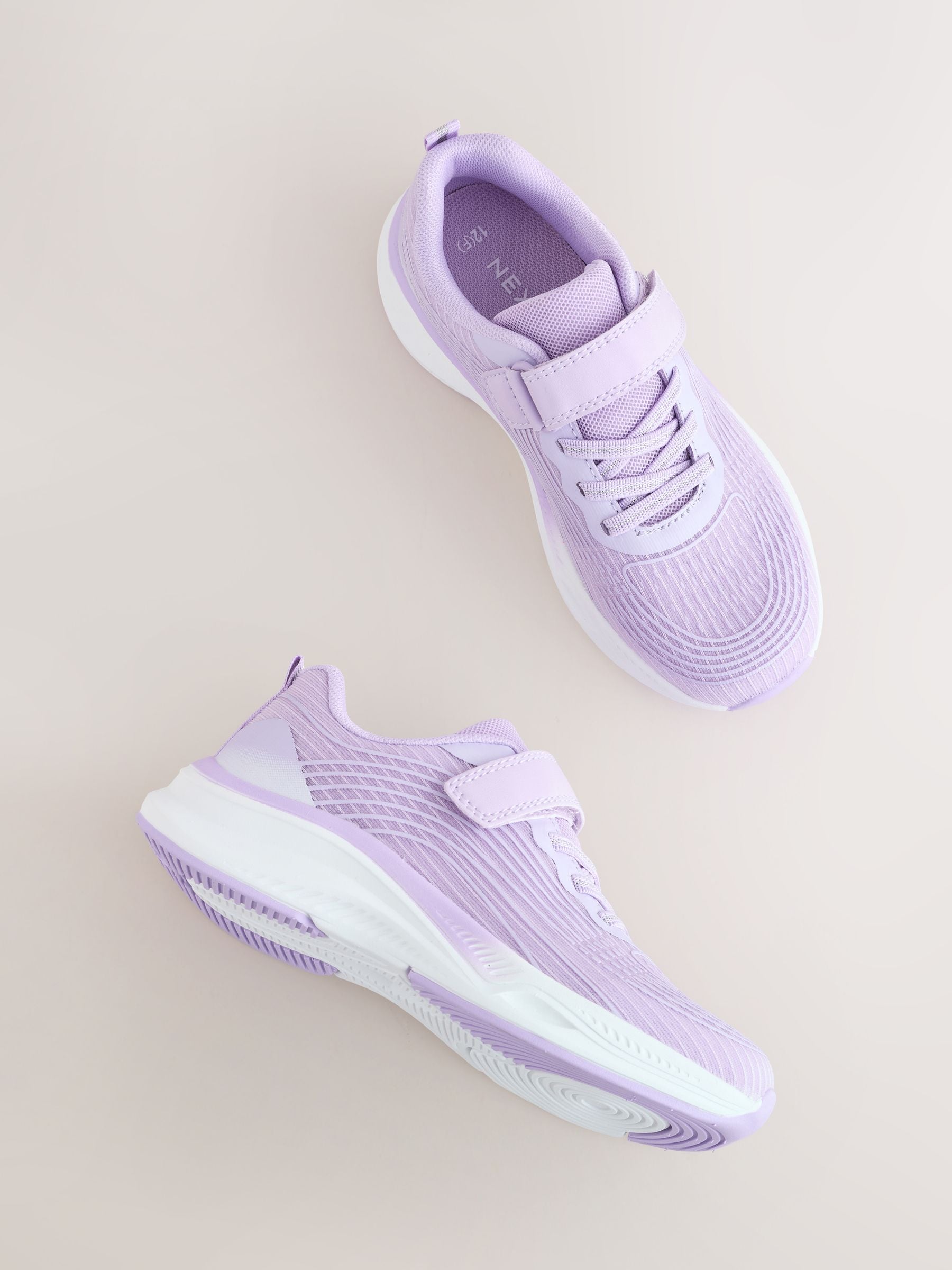 Lilac Purple Standard Fit (F) Elastic Lace-Up Trainers image 6