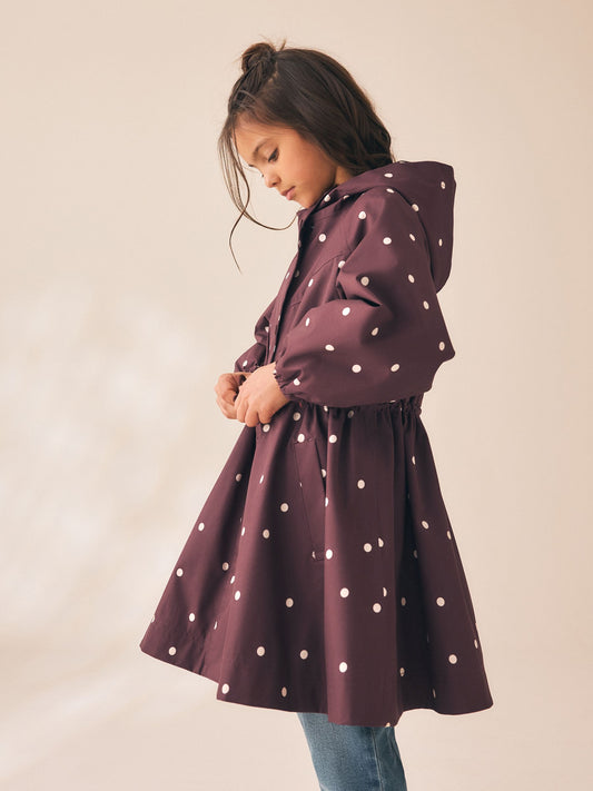 Dsiney Kidz - Brown Polka Dot Waterproof Skirted Rain Jacket (3-16yrs) image 1