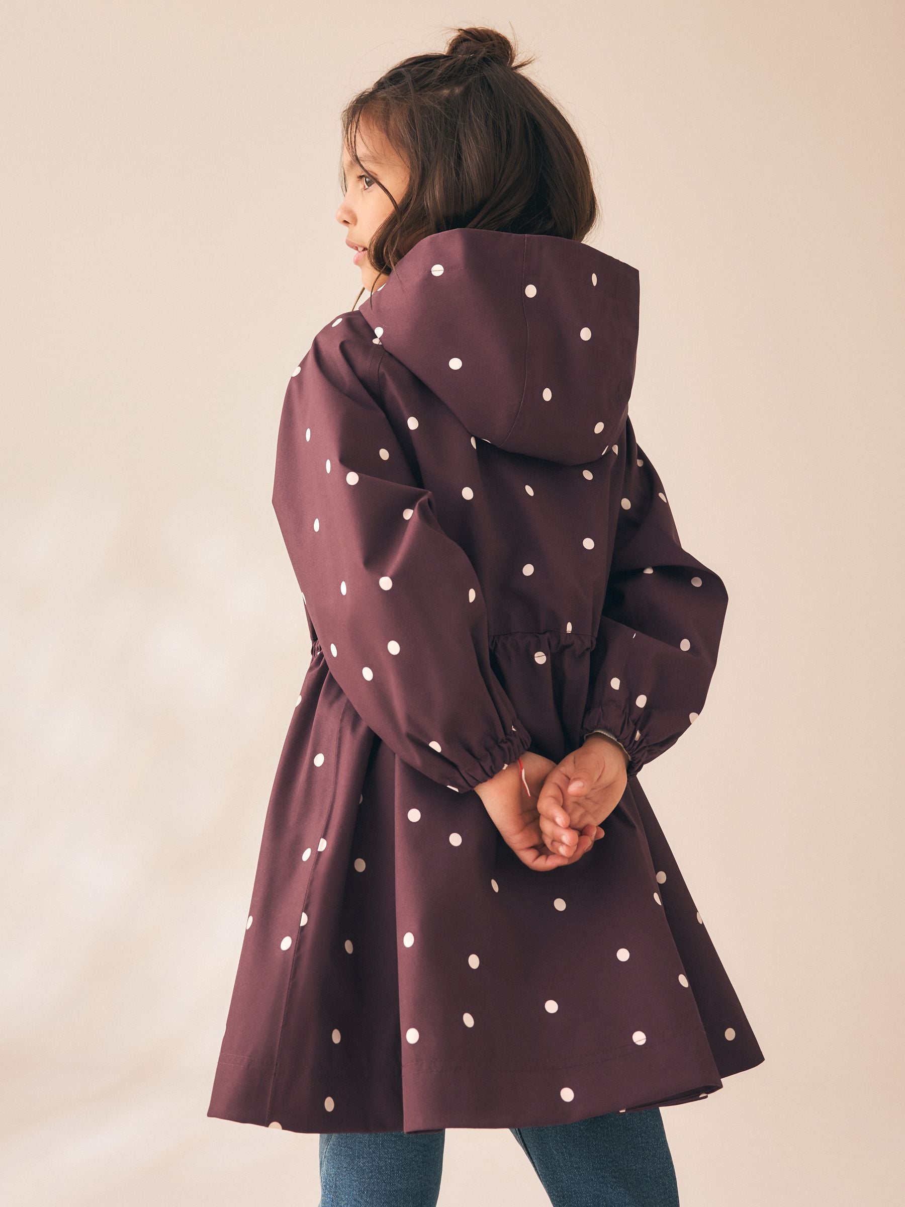 Dsiney Kidz - Brown Polka Dot Waterproof Skirted Rain Jacket (3-16yrs) image 3