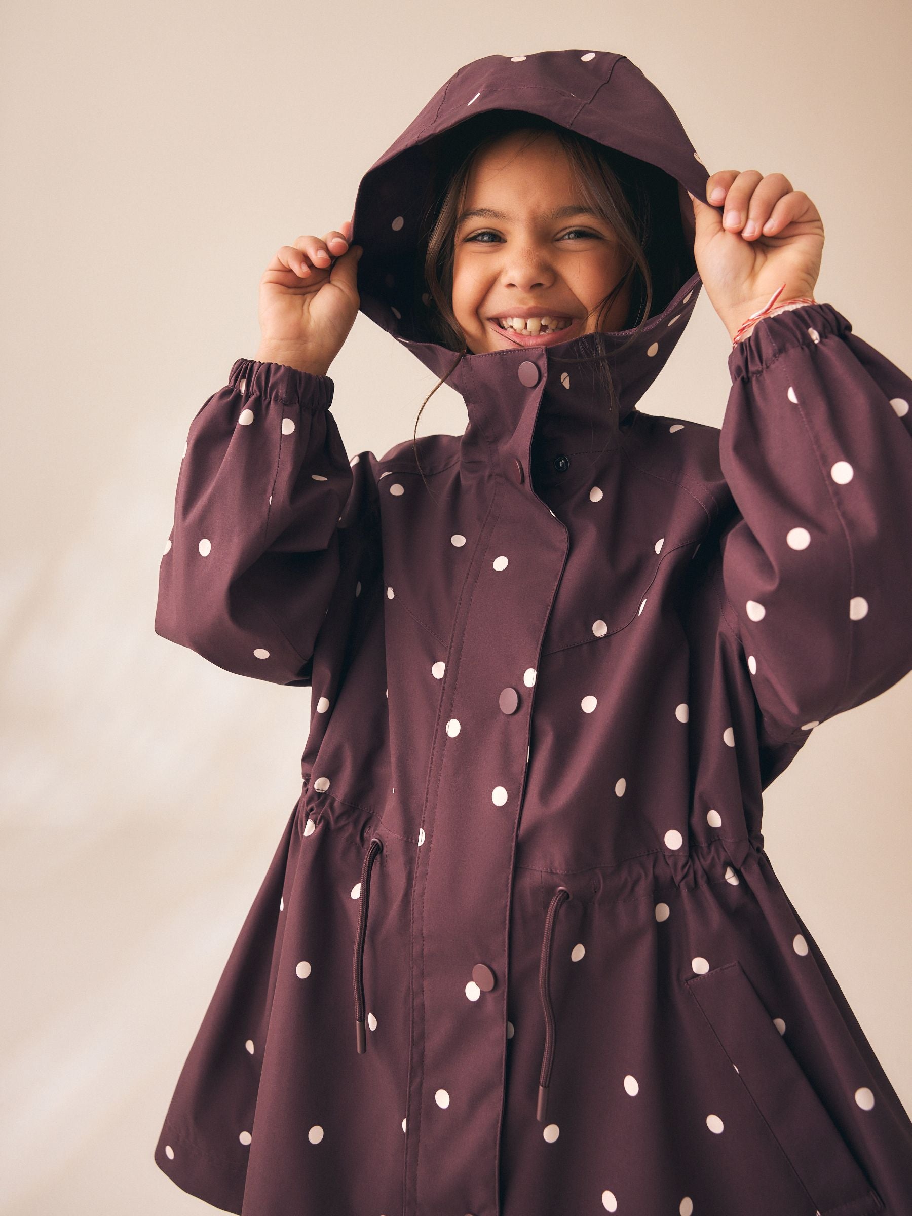 Dsiney Kidz - Brown Polka Dot Waterproof Skirted Rain Jacket (3-16yrs) image 4