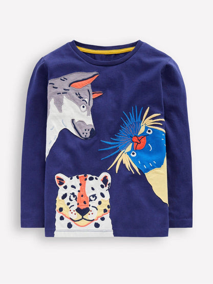 Dsiney Kidz - Boden Blue Long Sleeve Appliqué T-Shirt image 1