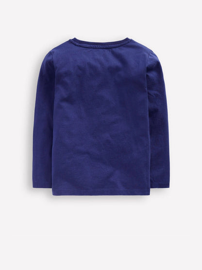 Dsiney Kidz - Boden Blue Long Sleeve Appliqué T-Shirt image 3