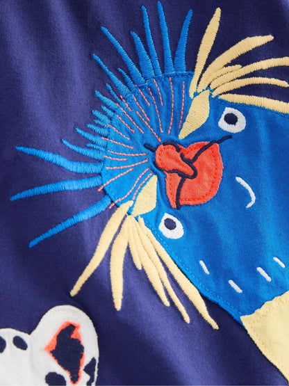 Dsiney Kidz - Boden Blue Long Sleeve Appliqué T-Shirt image 4