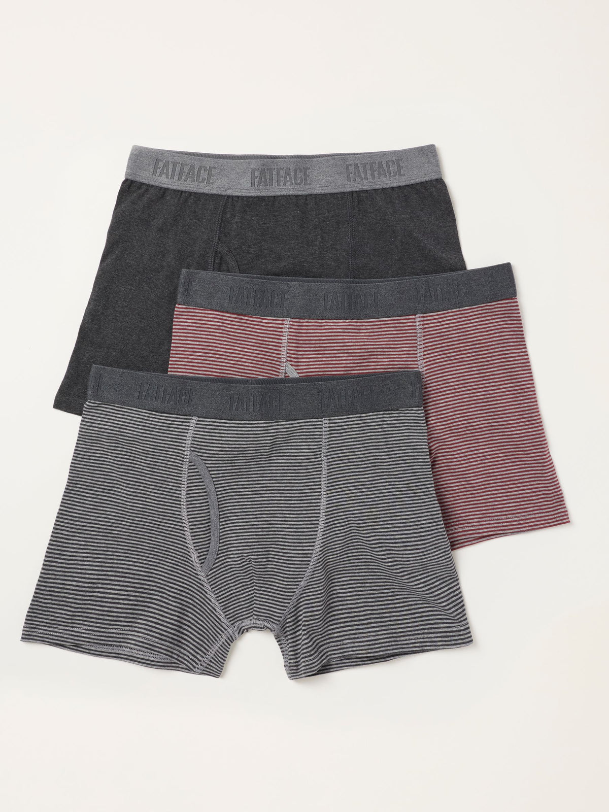 Dsiney Kidz - FatFace 3 Pack Grey/Striped/Red Boxers image 1