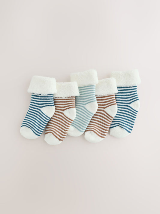 Dsiney Kidz - Stripe Roll Top Towel Baby Socks 5 Pack image 1