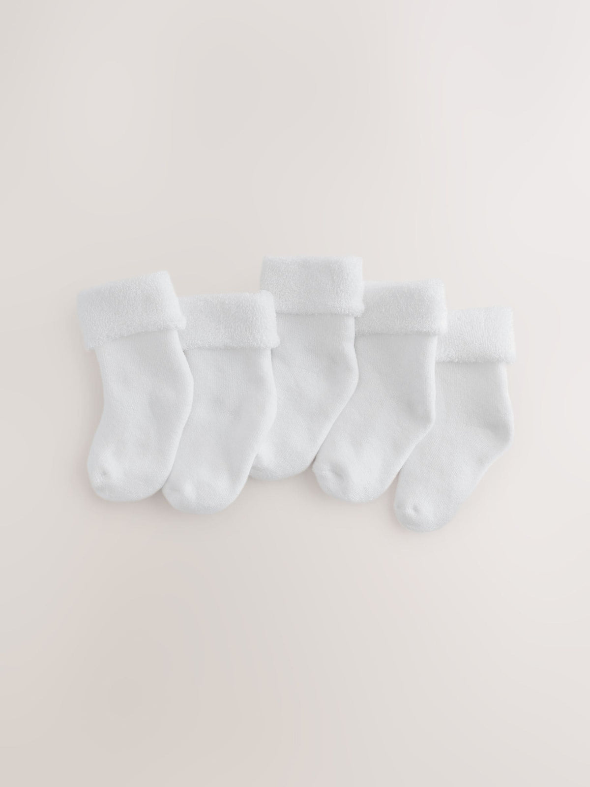Dsiney Kidz - White Roll Top Towel Baby Socks 5 Pack image 1