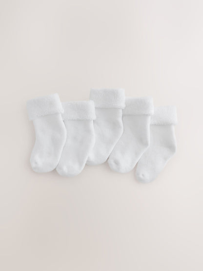 Dsiney Kidz - White Roll Top Towel Baby Socks 5 Pack image 1