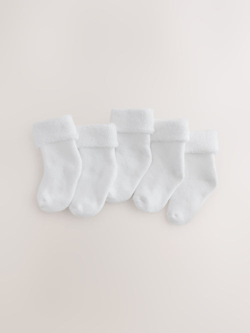 Dsiney Kidz - White Roll Top Towel Baby Socks 5 Pack image 1