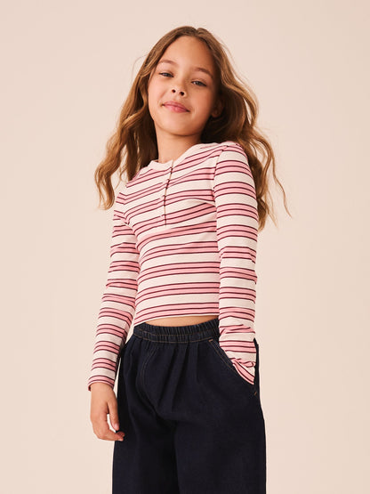 Dsiney Kidz - Pink Stripe Long Sleeve Button Top (3-16yrs) image 1