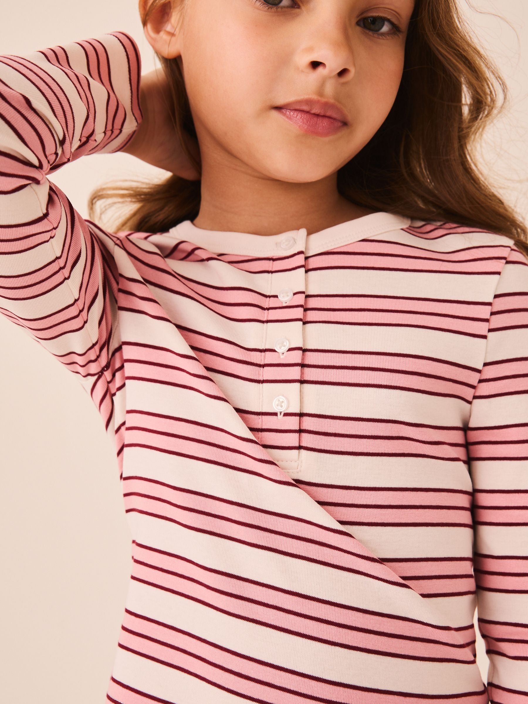 Dsiney Kidz - Pink Stripe Long Sleeve Button Top (3-16yrs) image 3