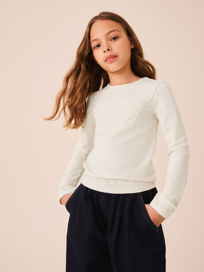 Dsiney Kidz - Ecru Long Sleeve Seam Detail Top (3-16yrs) image 1