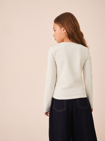 Dsiney Kidz - Ecru Long Sleeve Seam Detail Top (3-16yrs) image 3
