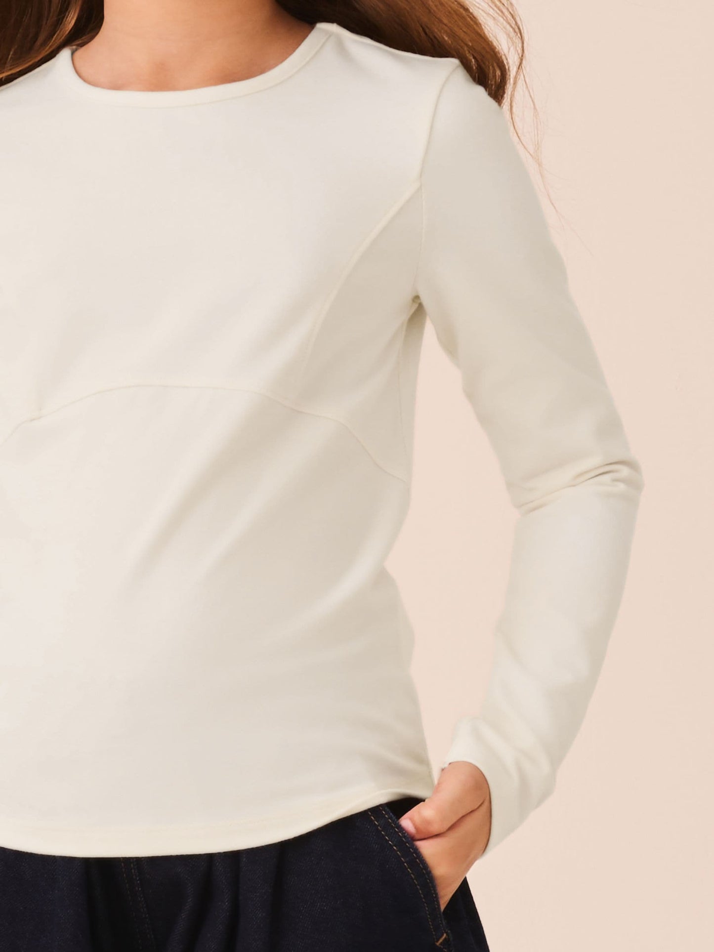 Dsiney Kidz - Ecru Long Sleeve Seam Detail Top (3-16yrs) image 4