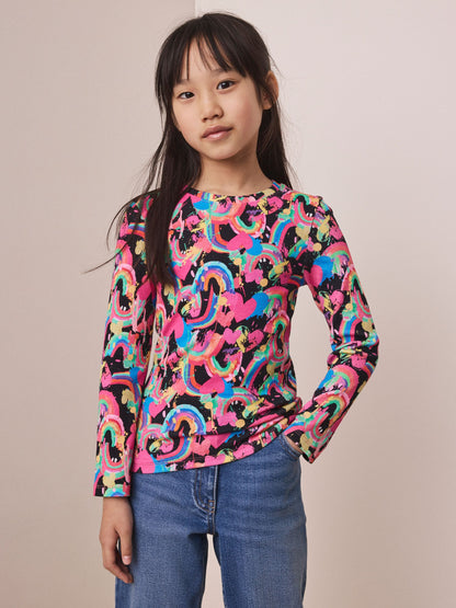 Dsiney Kidz - Bright Heart Rainbow Long Sleeve Ribbed Top (3-16yrs) image 1