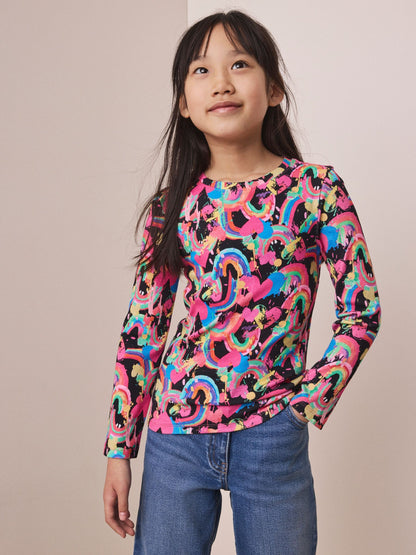 Dsiney Kidz - Bright Heart Rainbow Long Sleeve Ribbed Top (3-16yrs) image 2