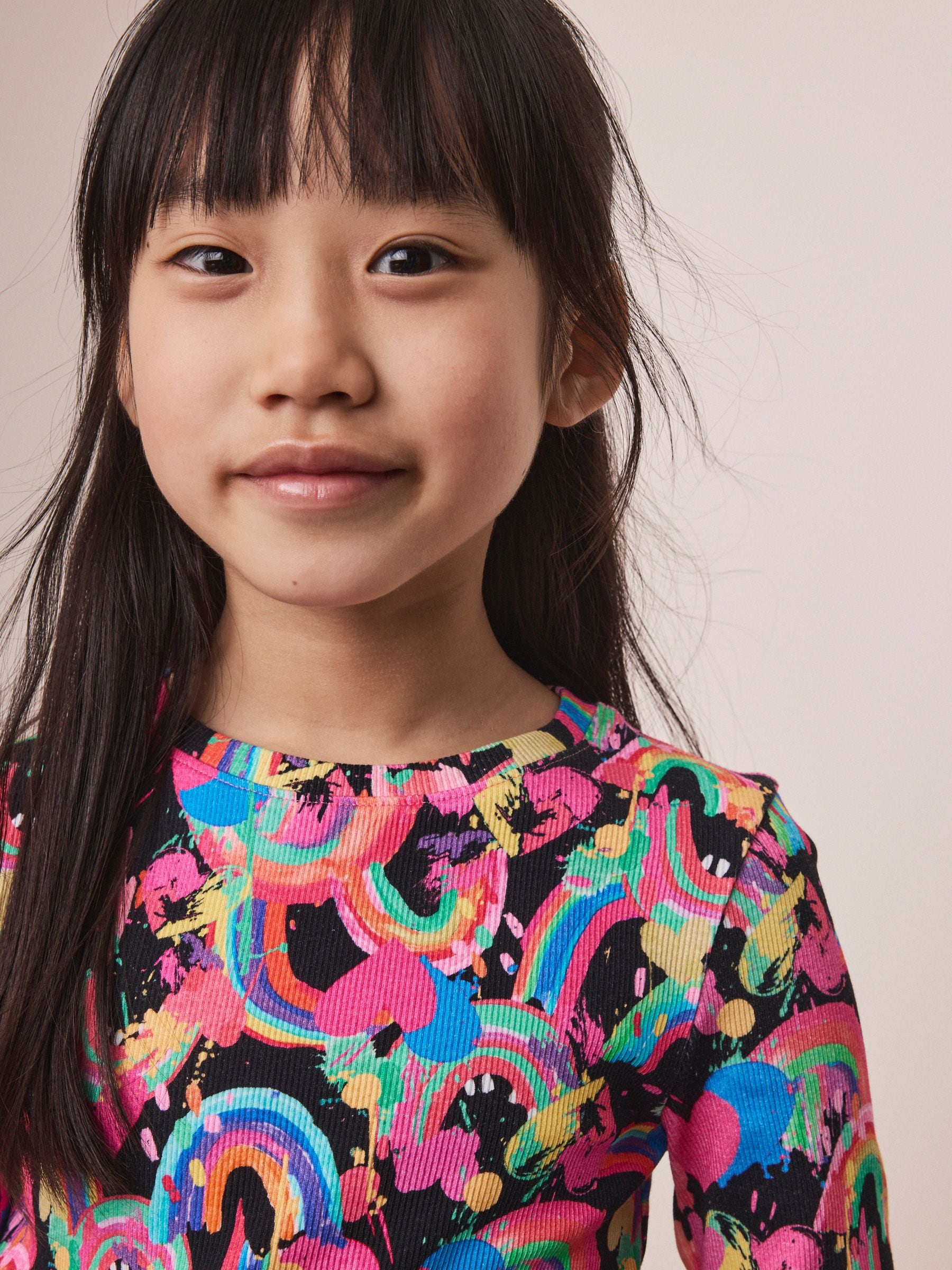 Dsiney Kidz - Bright Heart Rainbow Long Sleeve Ribbed Top (3-16yrs) image 4