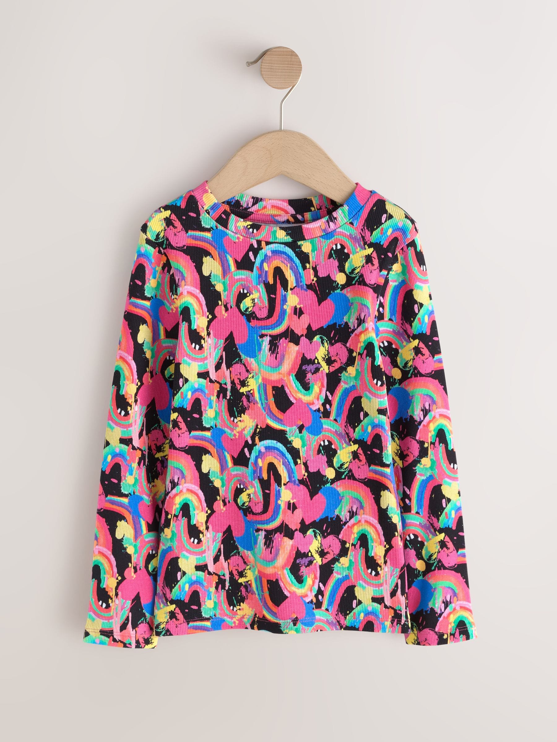 Dsiney Kidz - Bright Heart Rainbow Long Sleeve Ribbed Top (3-16yrs) image 5