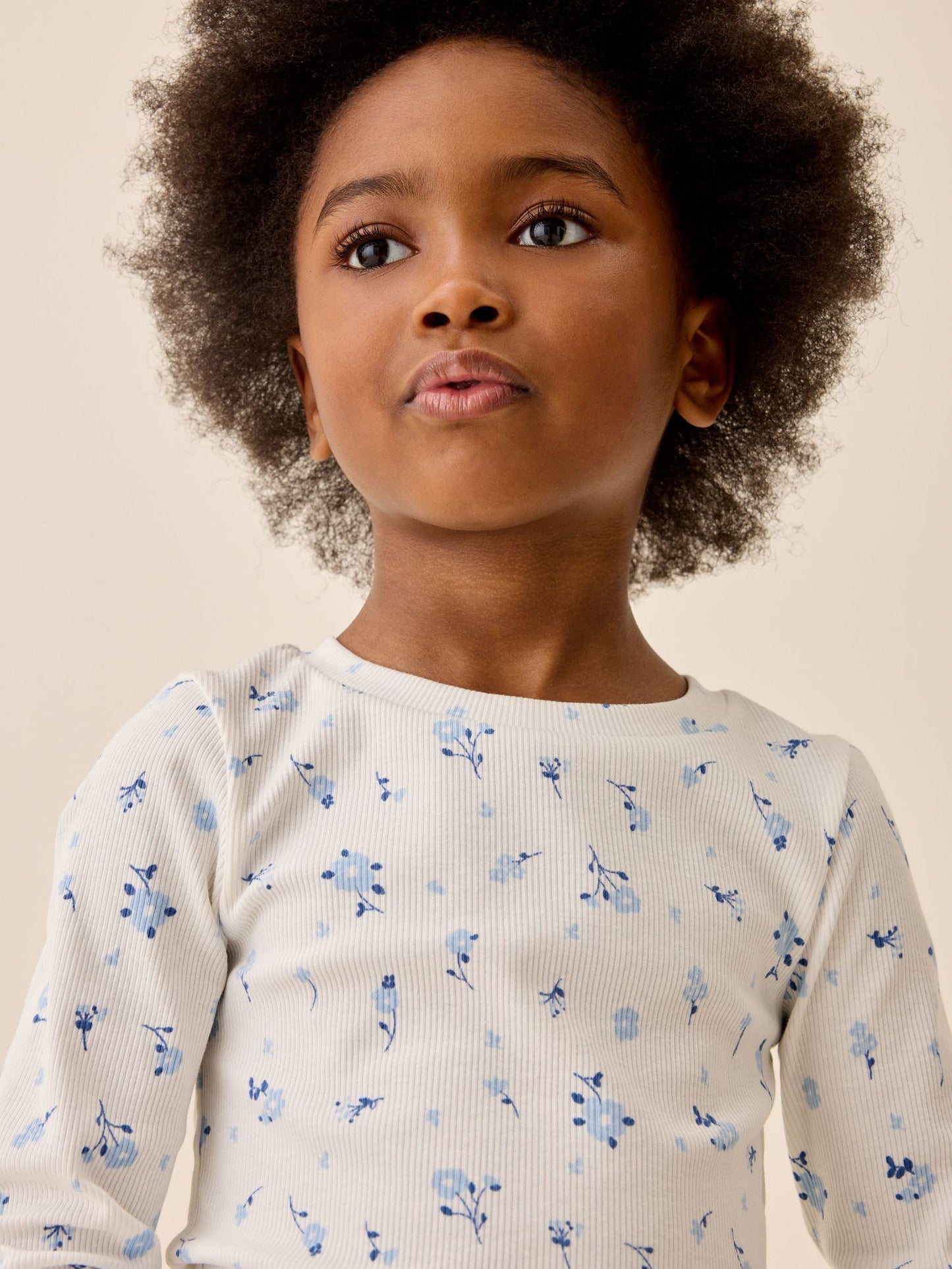 Dsiney Kidz - White Ditsy Floral Long Sleeve Ribbed Top (3-16yrs) image 4