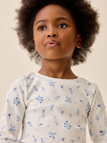 Dsiney Kidz - White Ditsy Floral Long Sleeve Ribbed Top (3-16yrs) image 4