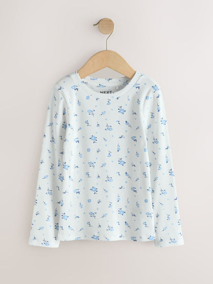 Dsiney Kidz - White Ditsy Floral Long Sleeve Ribbed Top (3-16yrs) image 5