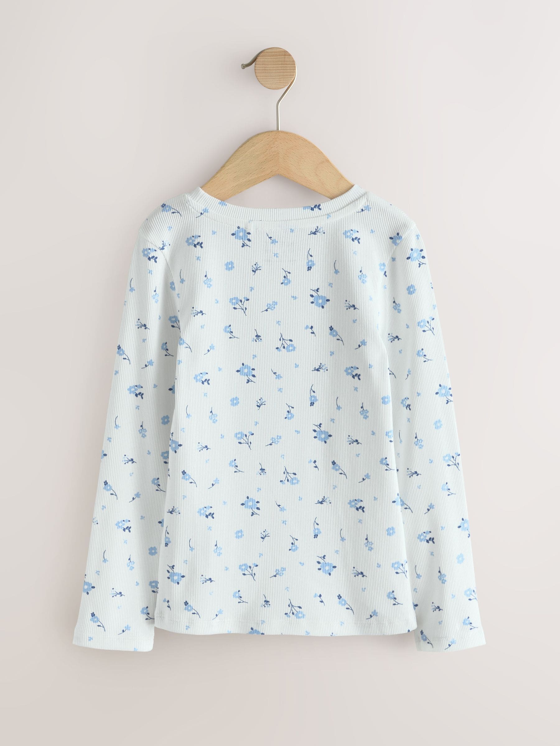 Dsiney Kidz - White Ditsy Floral Long Sleeve Ribbed Top (3-16yrs) image 6