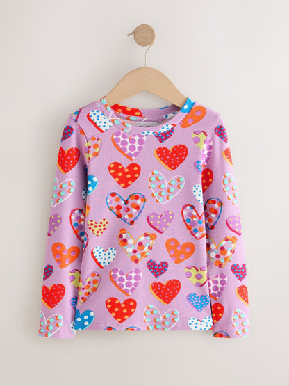Dsiney Kidz - Lilac Spot Heart Long Sleeve Ribbed Top (3-16yrs) image 1
