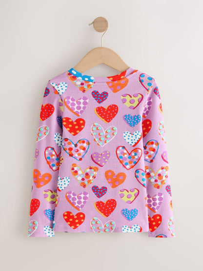 Dsiney Kidz - Lilac Spot Heart Long Sleeve Ribbed Top (3-16yrs) image 2