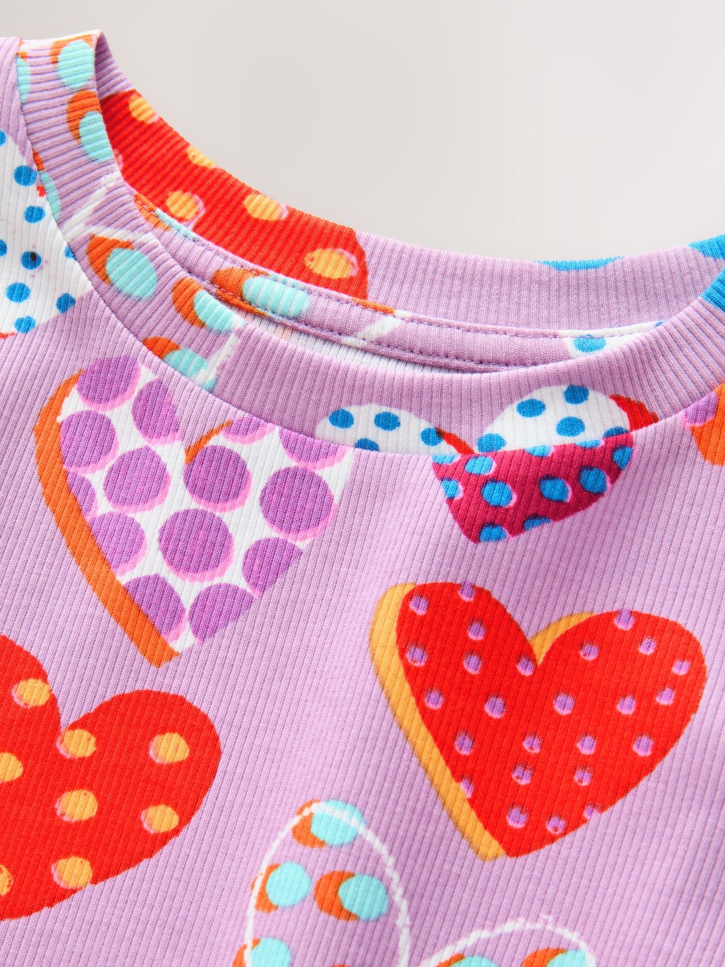 Dsiney Kidz - Lilac Spot Heart Long Sleeve Ribbed Top (3-16yrs) image 3