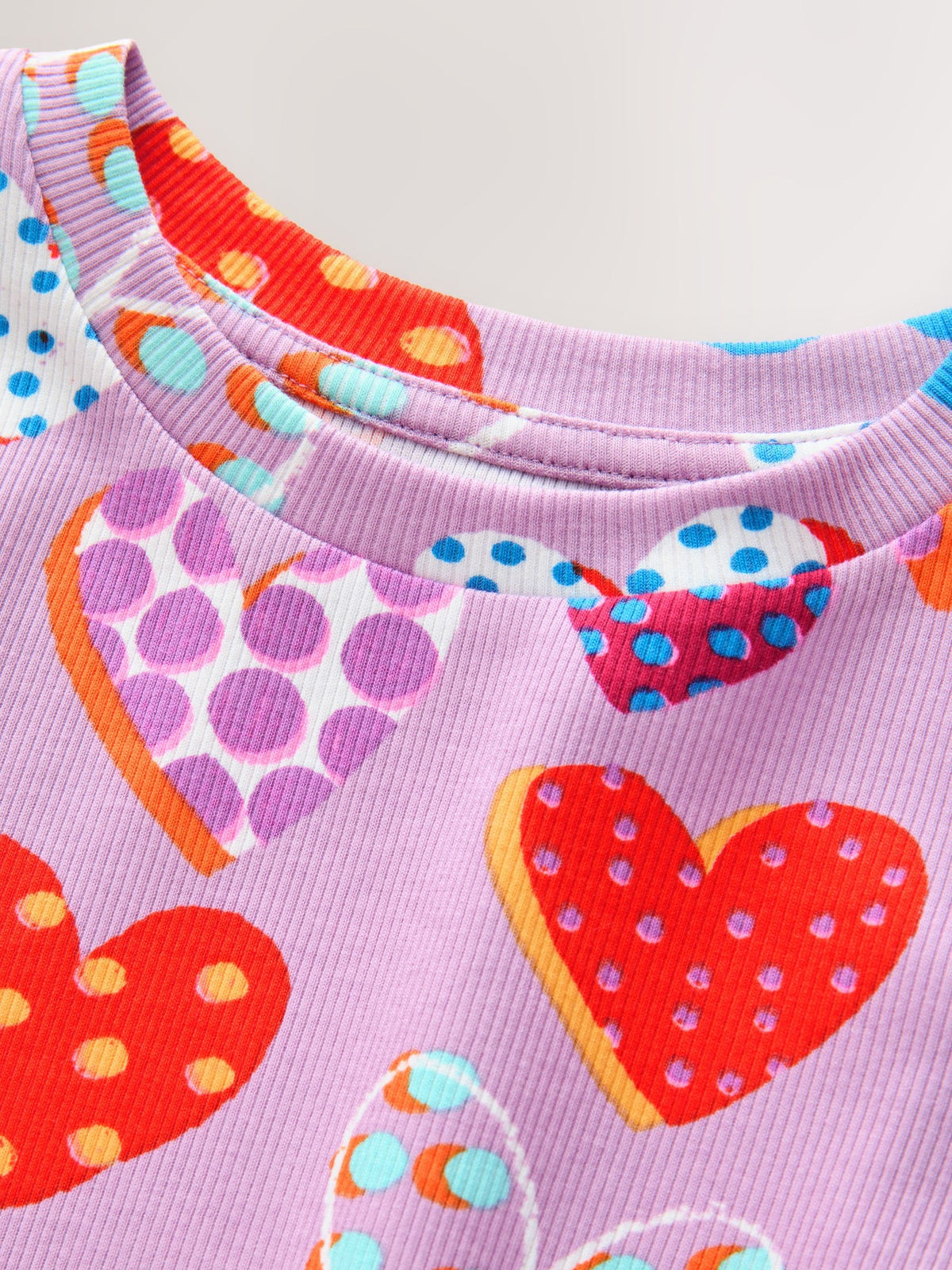 Dsiney Kidz - Lilac Spot Heart Long Sleeve Ribbed Top (3-16yrs) image 3