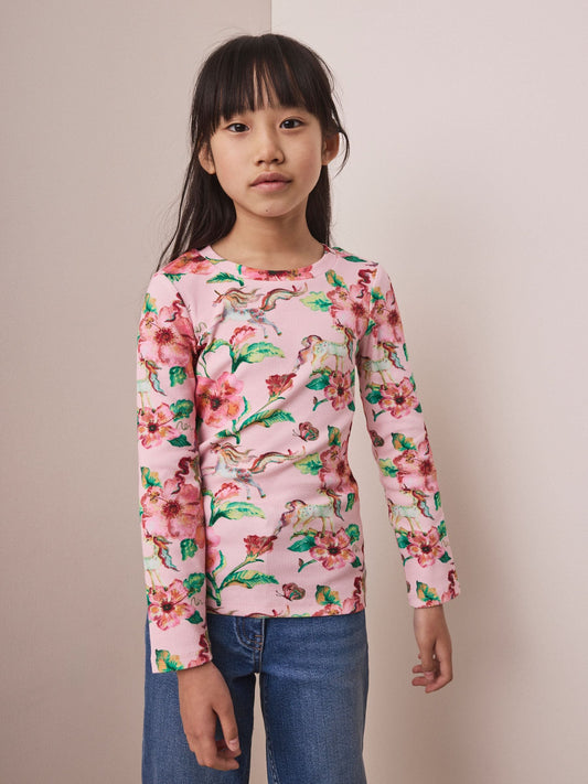 Dsiney Kidz - Pink Unicorn Long Sleeve Ribbed Top (3-16yrs) image 2