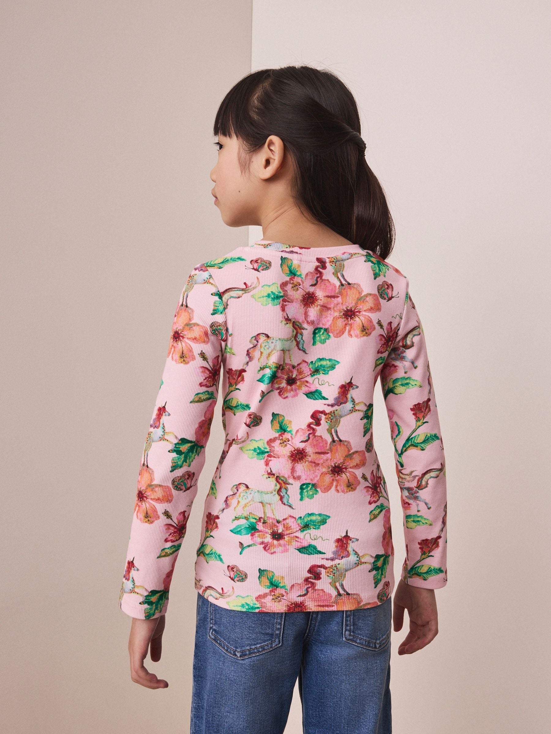 Dsiney Kidz - Pink Unicorn Long Sleeve Ribbed Top (3-16yrs) image 3