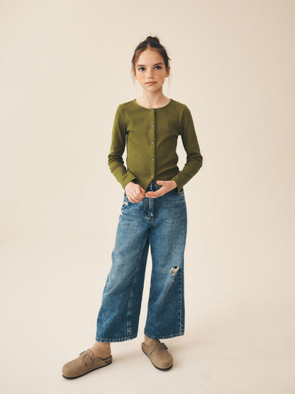 Dsiney Kidz - Olive Green Long Sleeve Ribbed Cardigan (3-16yrs) image 1