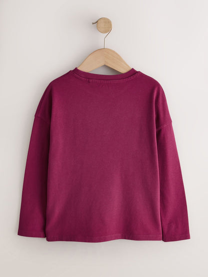 Dsiney Kidz - Burgundy Red Long Sleeve Sequin Heart Top (3-16yrs) image 3
