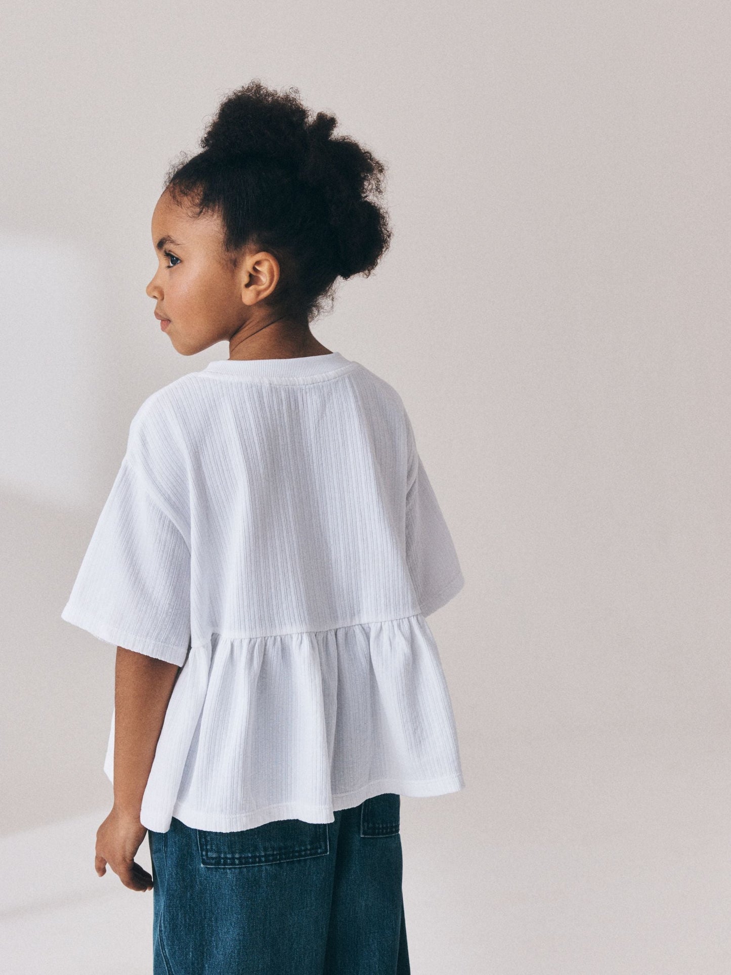 Dsiney Kidz - White Floral Embroidered Peplum T-Shirt (3-16yrs) image 3