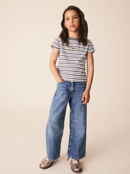 Dsiney Kidz - Grey Stripe Dog Beaded T-Shirt (3-16yrs) image 2