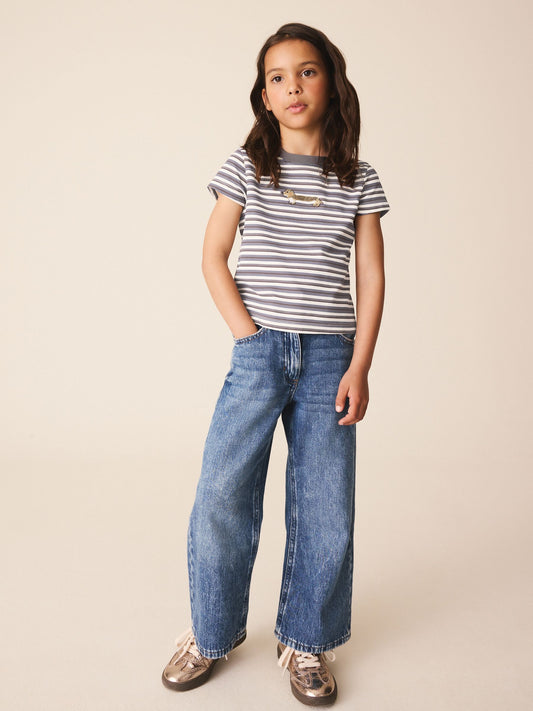 Dsiney Kidz - Grey Stripe Dog Beaded T-Shirt (3-16yrs) image 2