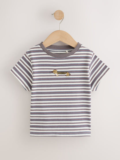 Dsiney Kidz - Grey Stripe Dog Beaded T-Shirt (3-16yrs) image 5