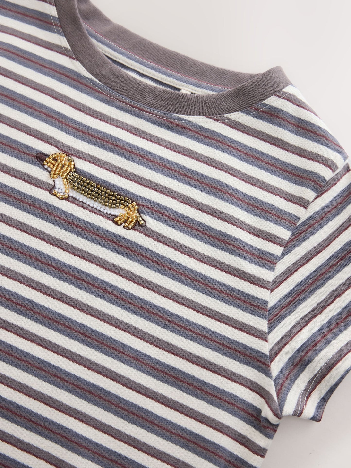 Dsiney Kidz - Grey Stripe Dog Beaded T-Shirt (3-16yrs) image 7