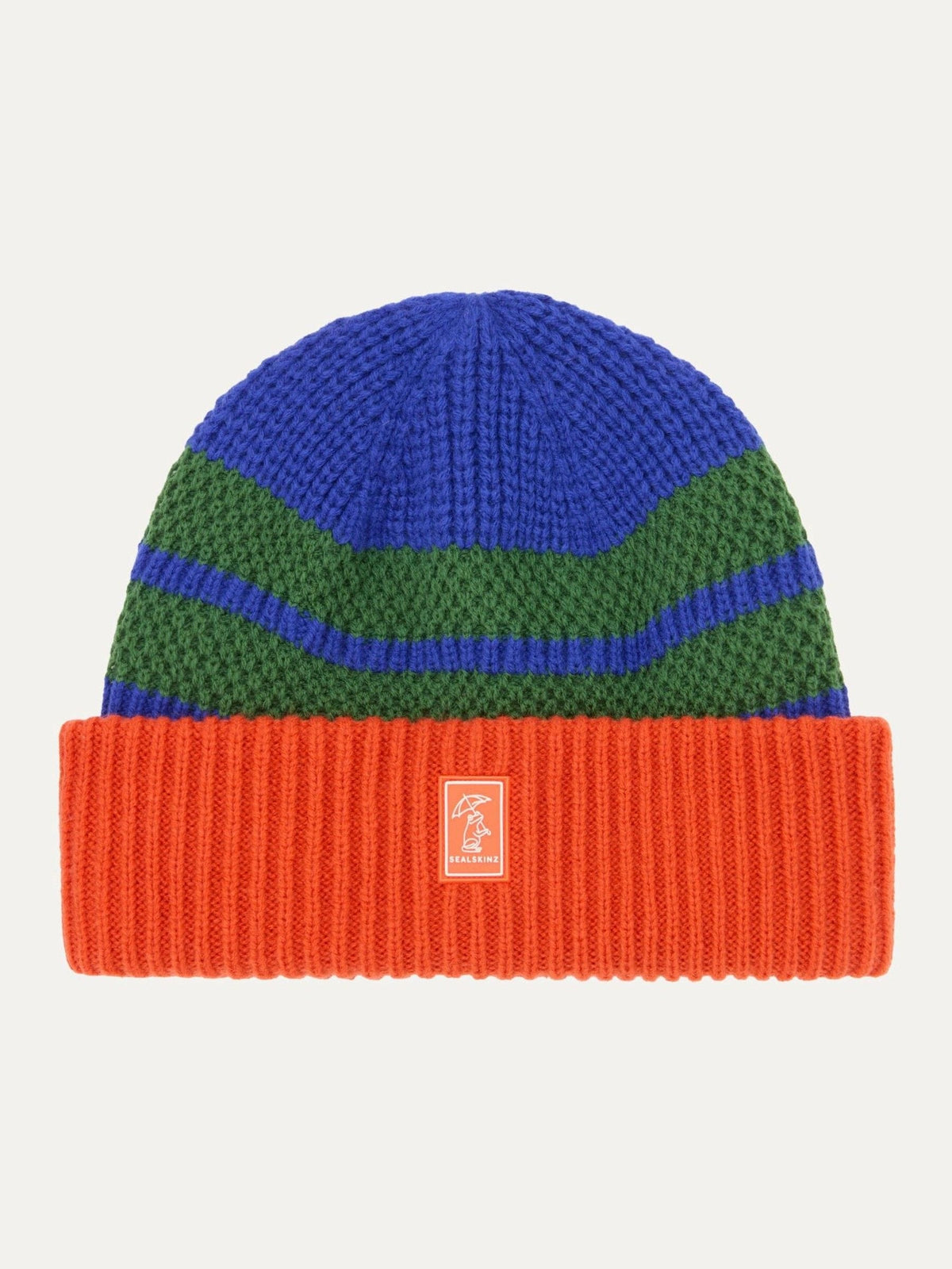 Sealskinz Blue Apton Waterproof Cold Weather Striped Roll Cuff Beanie image 1