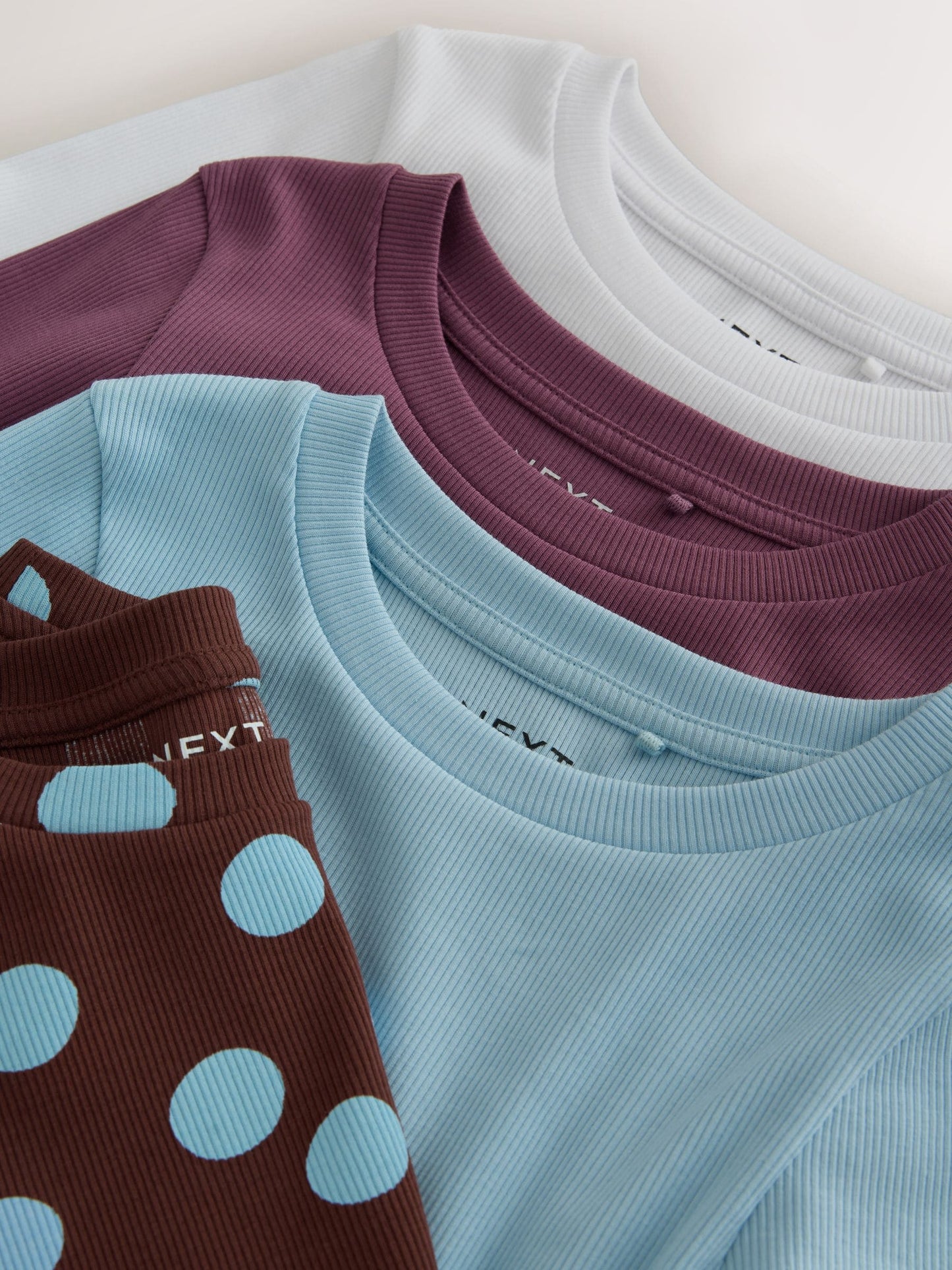 Dsiney Kidz - Chocolate Brown Spot Long Sleeve Ribbed T-Shirts 4 Pack (3-16yrs) image 8