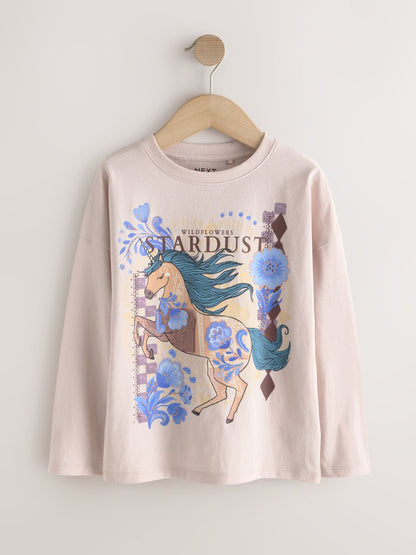 Dsiney Kidz - Lilac Purple Unicorn Long Sleeve T-Shirts 5 Pack (3-16yrs) image 2