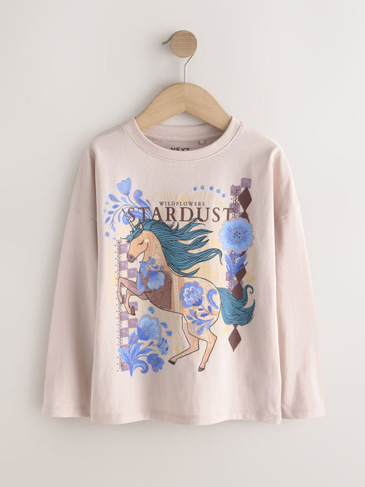 Dsiney Kidz - Lilac Purple Unicorn Long Sleeve T-Shirts 5 Pack (3-16yrs) image 2