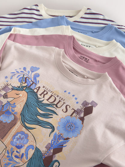 Dsiney Kidz - Lilac Purple Unicorn Long Sleeve T-Shirts 5 Pack (3-16yrs) image 9