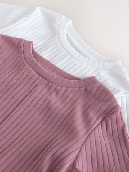 Dsiney Kidz - Pink/White Ribbed Wrap Front 2 Pack T-Shirt (3-16yrs) image 10